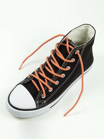 1 Pair Orange Soft Anti-Slip Shoelaces, Suitable For Sneakers, Chunky Sneakers, Casual Shoes