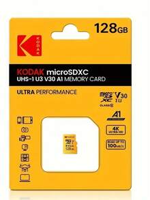 Kodak 柯达耐用高速 32GB 64GB128GB 256GB Micro SD 卡，防水，Class 10 U3，非常适合 4K 高清拍摄和广泛兼容性+适配器 - 黃色 - 查看 12