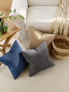 1 pieza/2 piezas Juego de Funda de Almohada con Patrón Geométrico Semicircular, Funda de Cojín Cuadrada Bordada de Terciopelo y Lienzo Circular, para Uso Diario en Dormitorio, Sala de Estar, Sofá, Decoración de Patio, Jardín, Sin Relleno 30*50cm 45*45cm - azul real - Ver 6