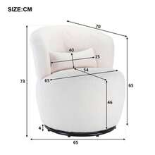 White Teddy Plush Swivel Chair With Lumbar Cushion - 100 Kg Load Capacity With Rotating Metal Base - White - View 9