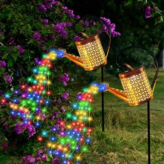 Solar-Powered LED Hollow Projection Lights, Outdoor Metal Solar Garden Lights, Kettle-Shaped Garden Decorations, Solar-Powered Outdoor Lights, Hanging Lanterns, Metal Solar Lamps, Yard, Lawn, Pathway Festive Decorative Lights.