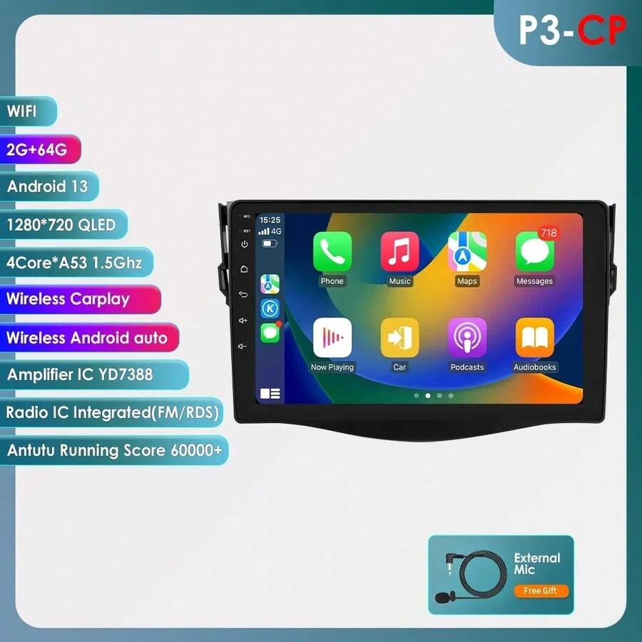 9"7862 Android Auto Car Radio GPS Stereo For RAV4 Rav 4 2006-2012 Multimedia Player 4G 8Core Carradio Carplay HeadUnit - P3 CP-4Core-2G 64G - 查看 1
