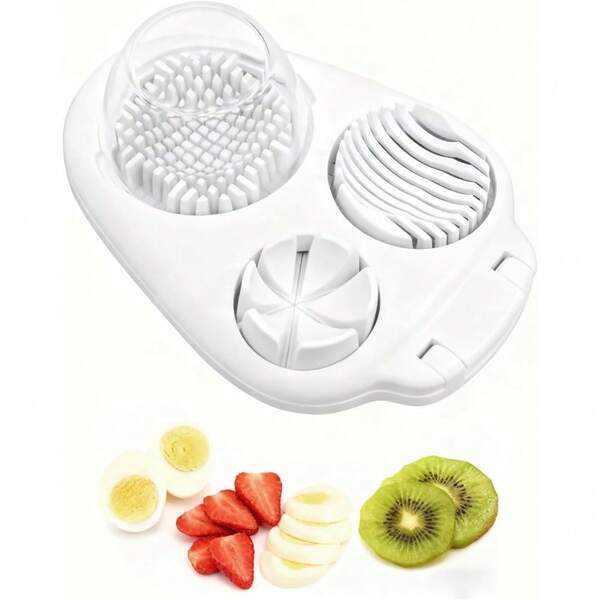 3-In-1 Egg Slicer, Suitable For Hard Boiled Eggs, 3 Slicing Modes, Stainless Steel Heavy Duty Egg Cutter Kitchen Tool, Fits Strawberry, Apple, Banana, Cherry, Tomato, Mushroom
