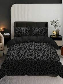 2/3pcs Dark Leopard Print Bedding Set (1 Duvet Cover + 1/2 Pillowcase, Pillow Insert Not Included), High-Definition Floral Print Luxurious Bedding For Home And Dorm, All Seasons - Multicolor - View 1