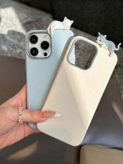[Cute & Creative With Minimalist] Suede-Like Texture Phone Case Compatible With Apple 17Air/17Pro/17Pro Max | Black/White Available | Adorable 3D Dalmatian Dog/Sleeping Cat Accessories | Compatible With Apple 16-11/Pro/Pro Max/Plus, S20-S25/FE/Plus/Ultra, Redmi Phones | Fashionable Cute & DIY Minimalist Design | Anti-Slip, Anti-Scratch, Anti-Drop