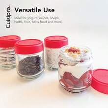 Cuisipro Jars With Lids 6 Oz Glass Jars With Airtight Lid Wide Mouth 4 Pack Canning Jars For  Container For Yogurt Spice Redgift - 玻璃紅 - 查看 4