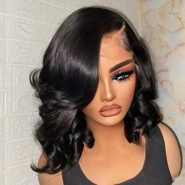 Peluca frontal de cabello humano MECRY de 200% de densidad, sin pegamento, con cabello frontal pre-recortado y pre-depilado, de 26 a 36 pulgadas, cabello liso HD, peluca frontal de encaje para mujeres, color negro natural, 180% de densidad, 13*6 pulgadas, peluca de cabello frontal pixie