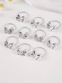 Bộ 10 chiếc dây buộc tóc nơ nhỏ, màu bạc sáng bóng, thiết kế đơn giản, phù hợp cho bé gái và phụ nữ có tóc mỏng, kiểu dáng công chúa dễ thương, đa năng dùng hàng ngày. - Nhiều màu - Xem 2