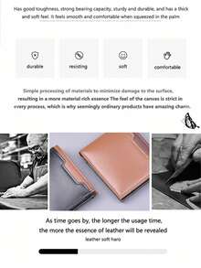 1pc Men's Fashionable, Simple And Multifunctional Leather Armor, Integrated Wallet, Card And Bag. Simple And Stylish, Best Gift For Boys On Christmas, Solid Color PU Leather - Multicolor - View 3