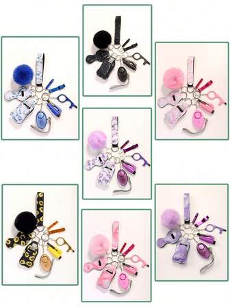 9pcsLady Multifunctional Self-Defense Key Chain-Key Chain, 8 Very Practical Key Chains.Including Window Breaker/Perfume Bottle Holder/Alarm/Picker And Other Items, Thebest Gift For Girlfriend, Mother, Colleagues And Friends To Protect Them