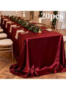 1 pièce Extra Large Nappe en Satin, Nappe Rectangulaire en Polyester Rouge Bourgogne - Convient pour la Décoration de Table de Salle à Manger de Mariage, Anniversaire, Réception, Restaurant, Banquet d'Affaires, Rassemblement Familial, Fête en Plein Air, Noël, Halloween, Saint-Valentin, Pendaison de Crémaillère, Remise des Diplômes, Nouvel An et Réception de Fête, ainsi que d'autres Nappes de Fête, Matériau Satiné Lisse et Brillant, Réutilisable - Rouge foncé - Voir 12