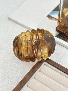 1pc/3pcs Set Vintage Geometric Resin Beaded Elastic Bracelet, Minimalist Punk Cuff Bangle, Charming Jewelry For Women Daily Wear - Burgundy - View 10