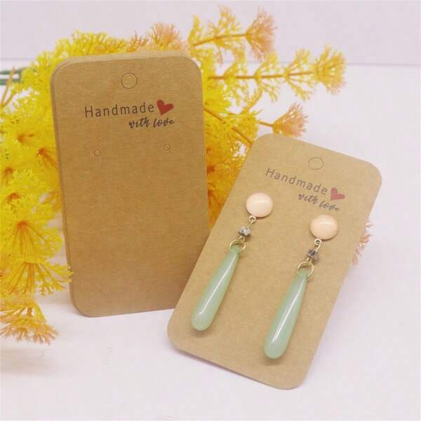 50pcs White/Black/Kraft Paper 5x9cm Blank Handmade Earring Card