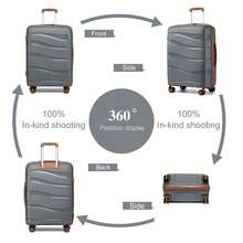 Trolley rigido in polipropilene 14" 20" 24" 28" con serratura TSA e ruote girevoli, valigia singola, set 3/4 pezzi disponibile, bagaglio viaggio vacanze, lavoro e gite familiari - Grigio - Visualizzare 5