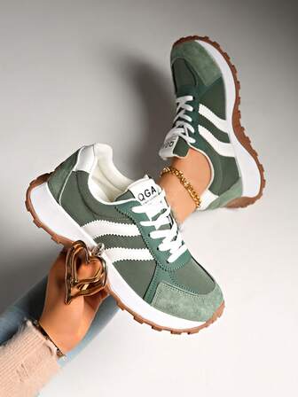 Zapatillas deportivas cómodas con cordones para mujer - Zapatos casuales ligeros y multifuncionales, suela de goma antideslizante, zapatos deportivos de talla grande, adecuados para todas las estaciones