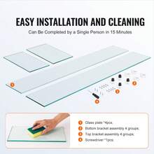 Protector de viento de vidrio para mesa de fogata rectangular de 31 x 12,5 x 6,5 pulgadas, panel de vidrio templado resistente de 0,31 pulgadas de espesor con soporte de esquina de aluminio duro y patas de goma, fácil de ensamblar - Rectángulo 31*12*6 pulgadas - Ver 4