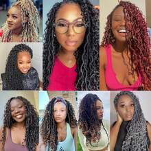 女神辫钩编假发 14/18/22 英寸，1/8 包，女士波西米亚风柔软辫子，预绕式河流钩编辫子，卷曲发尾 - 彩色 - 查看 11