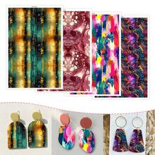 1 件华丽抽象油画系列图案软陶瓷耳环水转印纸彩绘豹纹手工粘土一次性水溶性贴纸 - 彩色 - 查看 5
