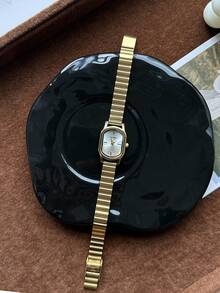 1款椭圆形复古风格金色竹节表带石英女表，优雅精致，适合日常佩戴、生日礼物、派对及其他场合。 - 金色 - 查看 4