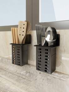 Adjustable Black And White Wall Mounted Storage Rack - Suitable For Bathroom, Kitchen And Home Organization - Space Saving, Can Hold Small Items, Tools And Accessories - Multicolor - View 2