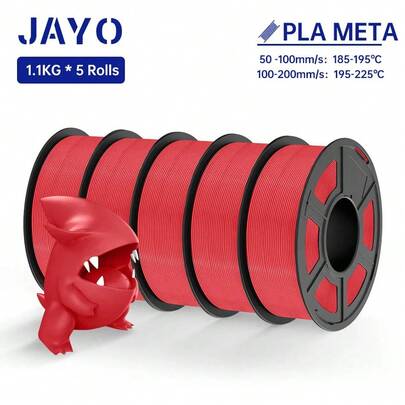 JAYO PLA Meta filamento 5 rollos 1,75 MM PLA filamento de impresora 3D dureza ordenadamente herida 1,1 KG materiales de impresión 3D para FDM