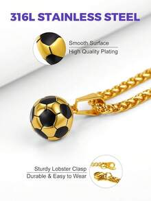 Richsteel 3D/Basketball/Soccer/Baseball Ball Boxing Glove Cool Pendant Men, 316L Stainless Steel Sneaker Chain,Sport Fan Jewelry - 03-金牌足球 - 查看 9