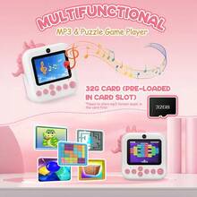 Kids Instant Print Camera HD Digital Camera For Girls Boys Toddler Age 3+, Rechargeable 32GB Card, Flash Filters Frames, Drop-Proof Case, Portable Travel Party Birthday Gift Toy,Kids Toys, Toys For Girl, Kids Books, Easter Gifts - Pink - View 8