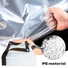 加厚透明防水防撕裂防风花园聚乙烯篷布，防雪植物罩，带扣眼隔热篷布，适用于门廊、露台、露营装备，带扣眼透明篷布，重型防水篷布罩，透明PVC乙烯基篷布，适用于户外、植物、花园、露台、猫砂盆等。 - 彩色 - 查看 10