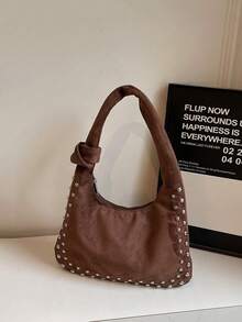 2025 New Retro High-End Handbag, Fashionable Versatile Nichey Rivet Shoulder Bag