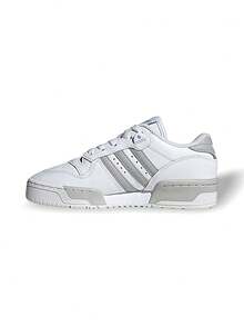 Adidas Rivalry Junior 儿童休闲运动鞋 日常上学街头健身郊游购物 轻便柔软高弹防滑鞋底 易穿脱易清洁 亲肤标志 白色/灰色 IE5785 - 白色 - 查看 1