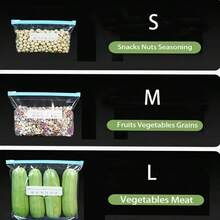 45pcs Thick Reusable Ziplock Food Storage Bags, Suitable For Freezer, Refrigerator Organization, Back To School Season - White and Transparent - View 6