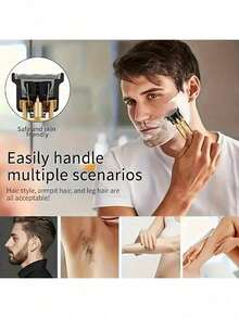High-Speed Men's Electric Razor, Smart Anti-Pinch Hair Shaver, Thoughtful Valentine's Day Gift For Boyfriend - Black - View 3