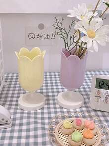 1个郁金香花形笔筒和化妆刷收纳架 - 彩色 - 查看 5