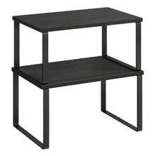 2 estantes de madera para especias, estantes de cocina, apilables, expandibles, para fregadero, despensa y baño - Negro - Ver 13