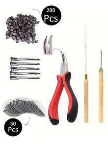 200pcs Silicone Micro Loop Hair Extension Tools Kit, Includes 50 Round Parting Separator Templates, Heat Protection Cover & Clips - Multicolor - View 13