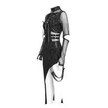 Devil fashion 一件哥特风蛇纹五芒星镂空网纱连衣裙，小众街头风，春秋季 - 黑色 - 查看 5