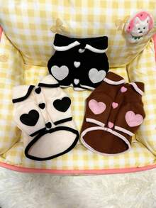 1 peça de moletom com capuz para animais de estimação, design versátil para outono/inverno, coleira em formato de coração para o Dia dos Namorados, adequada para cães e gatos de médio/pequeno porte, uso diário - Multicolorido - Ver 12