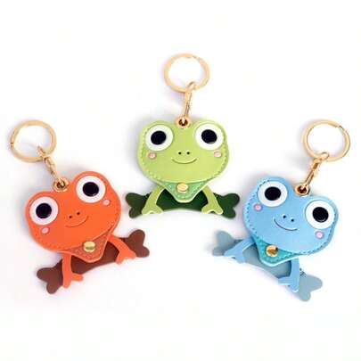 حامل بطاقات جلد الضفدع متعدد الأغراض، مناسب لحافظة حماية AirTag، بطاقة الدخول، قذيفة حماية موقع تتبع العلامة، هدية تخزين إبداعية