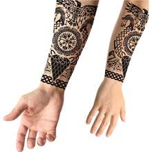 Fiestas Guirca Tatouage temporaire de viking pour adultes, tatouage temporaire détaillé, design authentique avec des symboles nordiques, idéal pour des événements à thème médiéval et des fêtes costumées - Multicolore - Voir 3