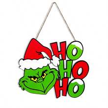 1 pieza Placa decorativa colgante de Navidad, decoración de puerta principal Feliz Navidad, decoración de corona de madera para el hogar, interior y exterior, perfecta para decoración de fiesta de Navidad