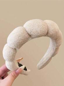1pc Women's New Latte Sponge Cloud Top Knot Headband, Cute & Versatile, Wide Non-Slip Hairband For Autumn/Winter,Hairband,Hair Hoop Headbands, Skincare Headband