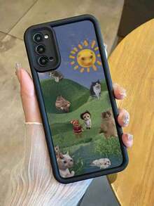 Brighten Up Your  With A Cat MeMe Pattern Simple Thickened Anti-Fall Phone Case Compatible With  Waterproof Shockproof Scratch ResistantFOR-YOUR-BELOVED-PHONE Christmas Gifts Christmas Gifts - 1pc - 查看 4