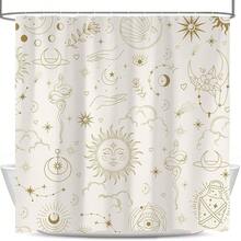 Celestial Shower Curtain, Modern Sun Moon Stars Mysterious Constellation Bath Curtains For Bathroom, Boho Astrology Crescent Beige Decor Waterproof Fabric Shower Curtain Sets 12 Hooks 72X72 IN{Inchcolor_nameinch:InchBeigeinch,Inchsize_nameinch:Inch72\InchWx72\InchL(Packof1)Inch} - 米色 - 查看 3