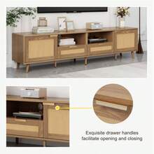 (=N625P237970971A)Supporto TV, 200*37*49 cm, Supporto TV Kunststoff Rattan Design, Supporto TV Massivholz Füße, Pannello TV in rattan - Colore del legno - Visualizzare 4
