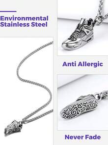 Richsteel 3D/Basketball/Soccer/Baseball Ball Boxing Glove Cool Pendant Men, 316L Stainless Steel Sneaker Chain,Sport Fan Jewelry - 04-鋼製運動鞋 - 查看 3