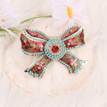 1pc Retro Pearl Bow Enamel Jewelry Women's Brooch And Pin Clothing Decoration Sweater Coat Dress Backpack Accessories Women's Gift Women's Jewelry Festival Gift Best Choice - Đỏ - Xem 3