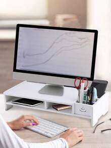 1 PC, Durable PVC Material Multi-Tier Monitor Stand, Ergonomic Computer Riser Desk Organiser, Desktop Storage Rack For Desk Accessories Office, Laptop Accessories, Room Decor, Bedroom Decor, Workspace Desk, New Year Valentine's Day Decor. - Multicolor - View 12