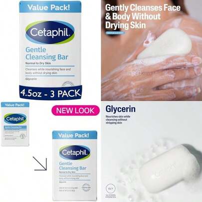 gentle cleanser bar, 4.5 Ounce (Pack of 3), Blanco(Paquete de 3 unidades)