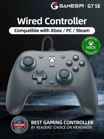  Gamepad Gamesir G7 Se compatible con PC, con licencia de Microsoft, con palancas de mando de efecto Hall, compatible con Series X/S, One X/S, Steam, Windows 10 y 11, con gatillos analógicos, función de vibración, botones personalizables, motores de vibración, conector de audio de 3.5 mm, material ABS, color gris