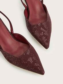 Giày cao gót quai sau độc đáo, thời trang, thanh lịch dành cho nữ năm 2024 (Phần trên cắt bất đối xứng) - Màu Đỏ Sâu - Xem 5